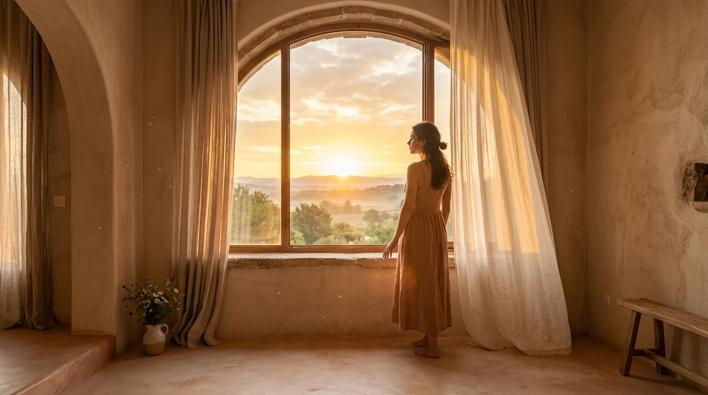 Despertar de la conciencia - Síntomas y evolución espiritual Silueta serena contemplando la luz del amanecer durante el proceso del despertar de la conciencia